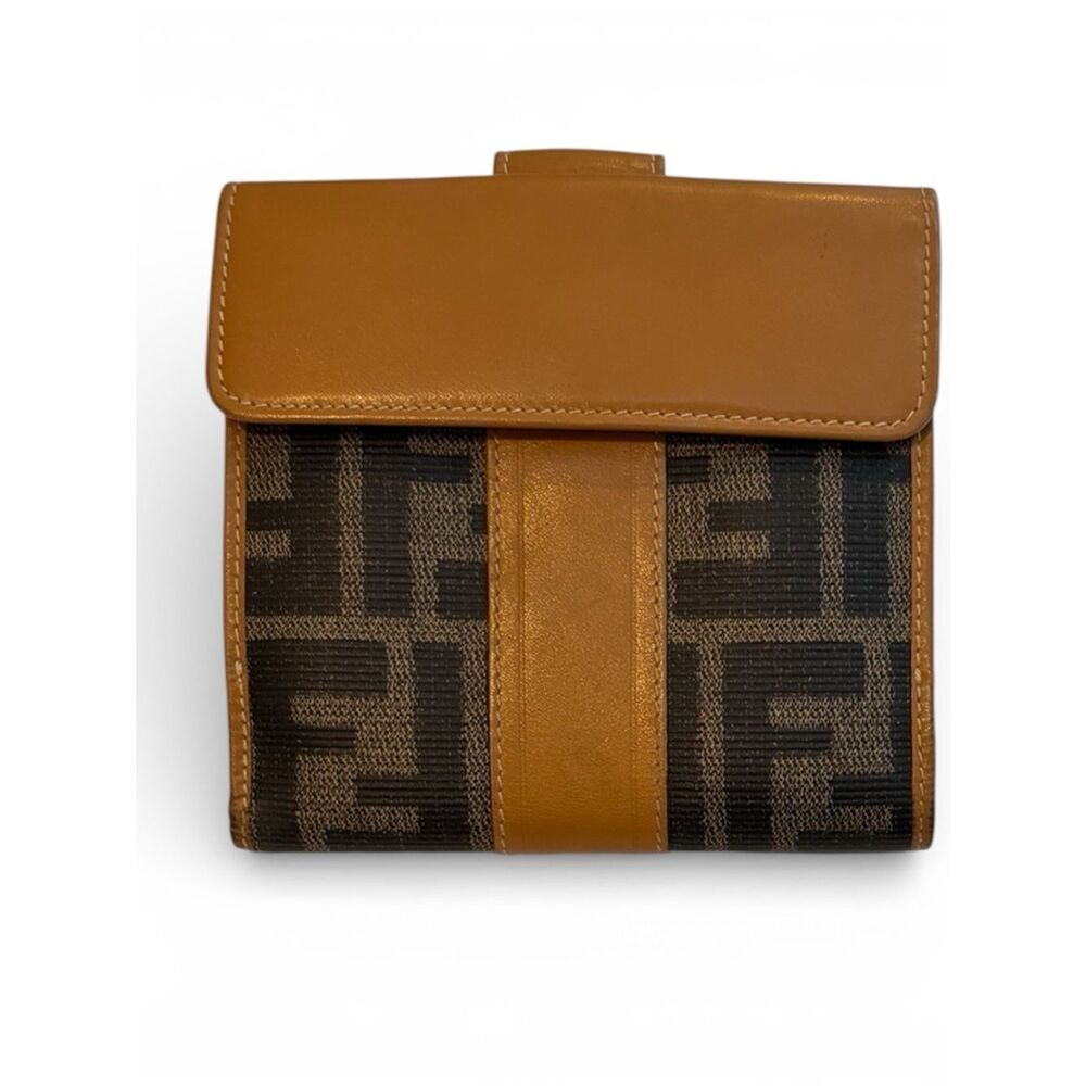 Fendi Brown and Tan Monogram Bifold Wallet